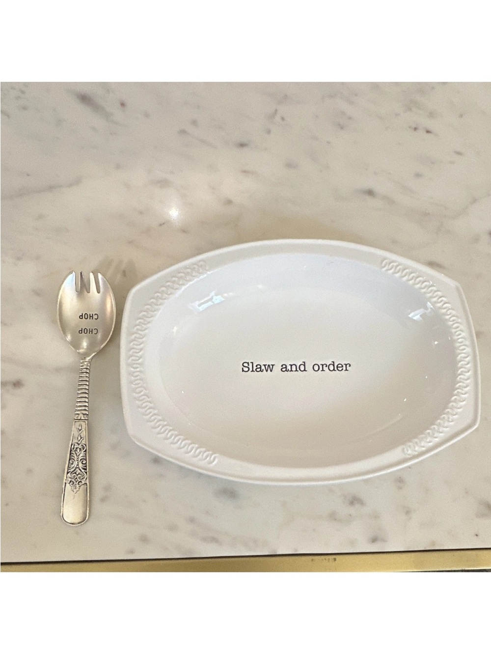 Mud Pie White "Slaw and order" Serving Bowl